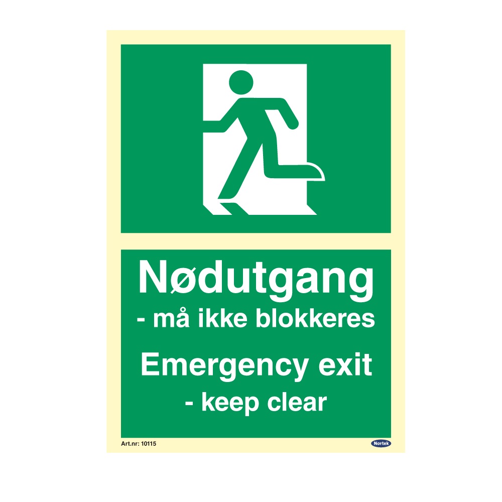 Skilt Etterlysende Møteplass ved Brann/Evakuering