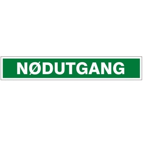 Skilt "Nødutgang" Etterlysende