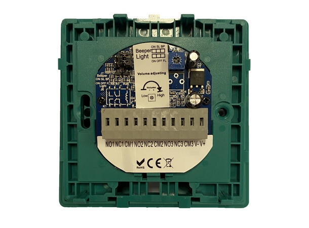 Grønn_manuell_døråpner_med_lyd_lys_KAC_4 Manuell Døråpner Grønn med Lyd/Lys og 3 Reléutganger